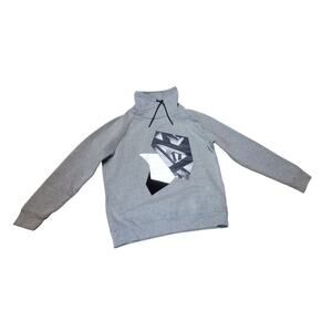 H&M Gray Chimney Collar Sweatshirt Medium Abstract Geometric Graphic Funnel Neck